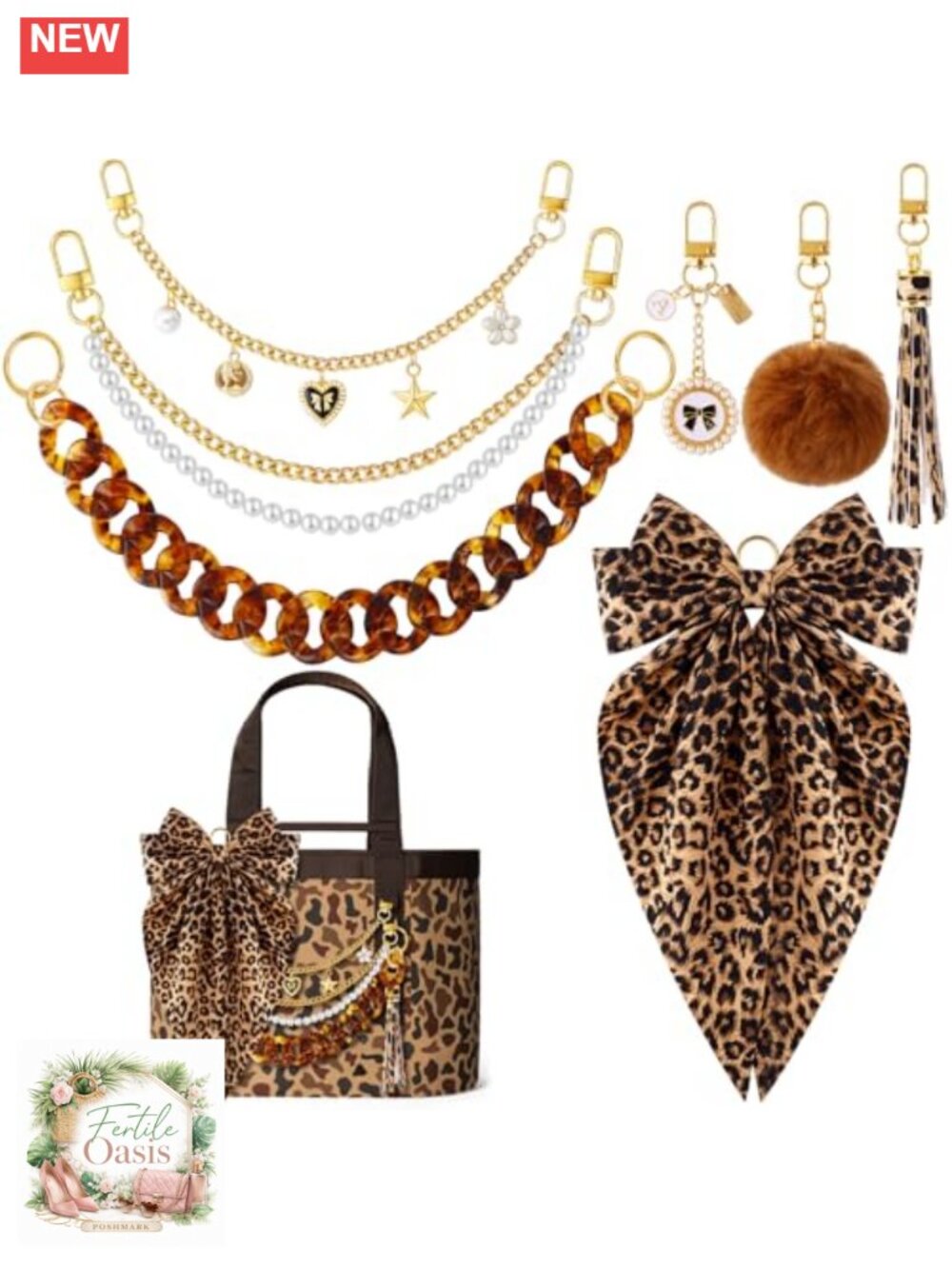 7 Pcs Tote Bag Accessories Gift Set Luggage Tags Bag Charms Keychain Bag Decor